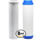 8-Pack Reverse Osmosis Water Filter Kit - Includes Carbon Block Filter & GAC Filter