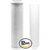 12-Pack Reverse Osmosis Water Filter Kit - Includes Carbon Block Filter & Inline Filter Cartridge