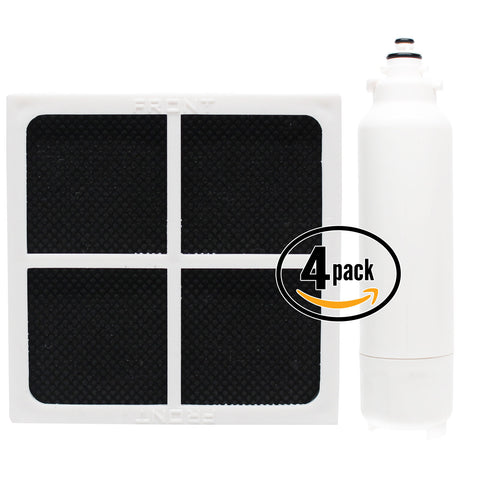 4-Pack Replacement LG LSC22991ST Refrigerator Water & Air Filter Kit