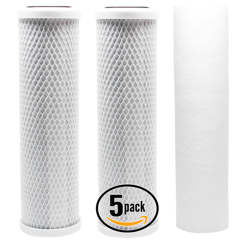 5-Pack Reverse Osmosis Water Filter Kit - Includes Carbon Block Filters & PP Sediment Filter
