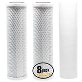 8-Pack Replacement Filter Kit for Watts WP-4V RO System - Includes Carbon Block Filters & Polypropylene Sediment Filter