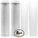 8-Pack Replacement Filter Kit for Proline Proline Millennium RO System - Includes Carbon Block Filters, PP Sediment Filter & Inline Filter Cartridge