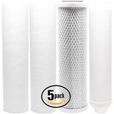 5-Pack Reverse Osmosis Water Filter Kit - Includes Carbon Block Filter, PP Sediment Filters & Inline Filter Cartridge