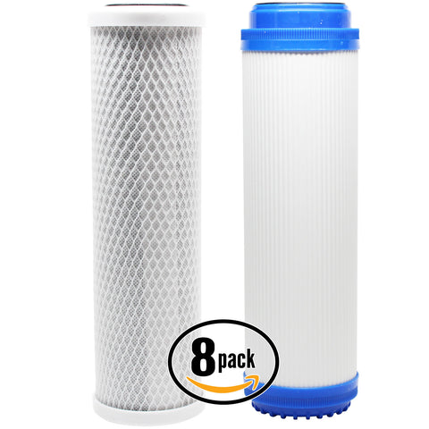 8-Pack Reverse Osmosis Water Filter Kit - Includes Carbon Block Filter & GAC Filter