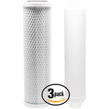 3-Pack Replacement Filter Kit for Crystal Quest CQE-RO-00105 RO System - Includes Carbon Block Filter & Inline Filter Cartridge