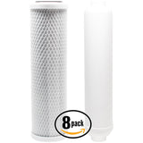 8-Pack Replacement Filter Kit for Crystal Quest CQE-RO-00105 RO System - Includes Carbon Block Filter & Inline Filter Cartridge