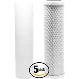 5-Pack Replacement Filter Kit for GE GXWH20S RO System - Includes Carbon Block Filter & PP Sediment Filter