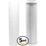 5-Pack Replacement Filter Kit for Glacier Bay HDGUSS4 RO System - Includes Carbon Block Filter & PP Sediment Filter