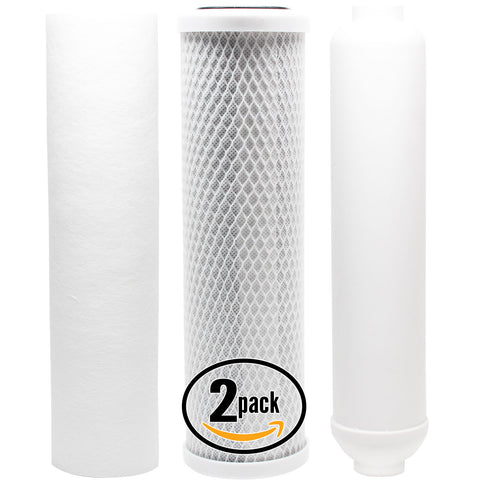 2-Pack Reverse Osmosis Water Filter Kit - Includes Carbon Block Filter, PP Sediment Filter & Inline Filter Cartridge