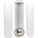 5-Pack Reverse Osmosis Water Filter Kit - Includes Carbon Block Filter, PP Sediment Filter & Inline Filter Cartridge